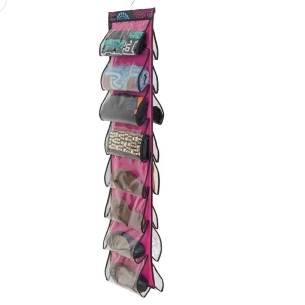 Clever Container 16-Pocket Pink Closet Cubby with Hanging Rail